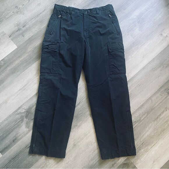 GAP Cargo Pants Large Black Work Zipper Pockets Mesh Lined - Picture 2 of 11